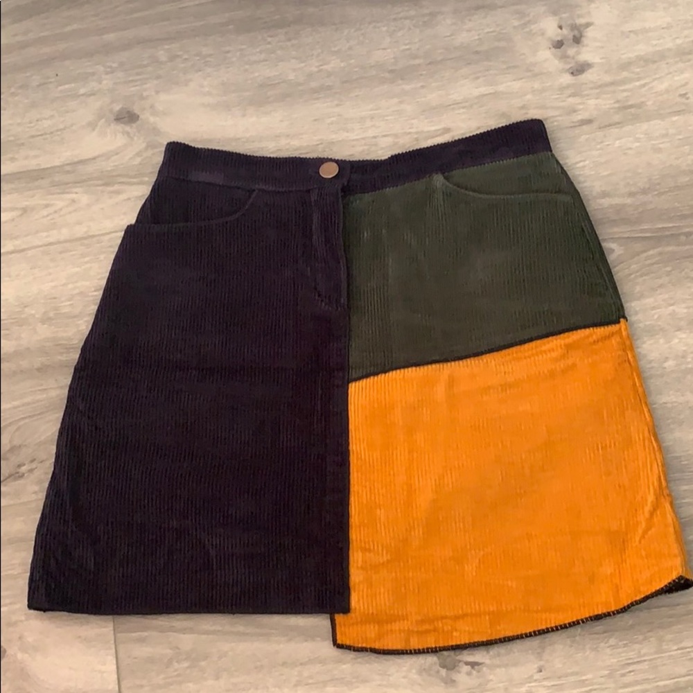 Corduroy color block Korean mini skirt